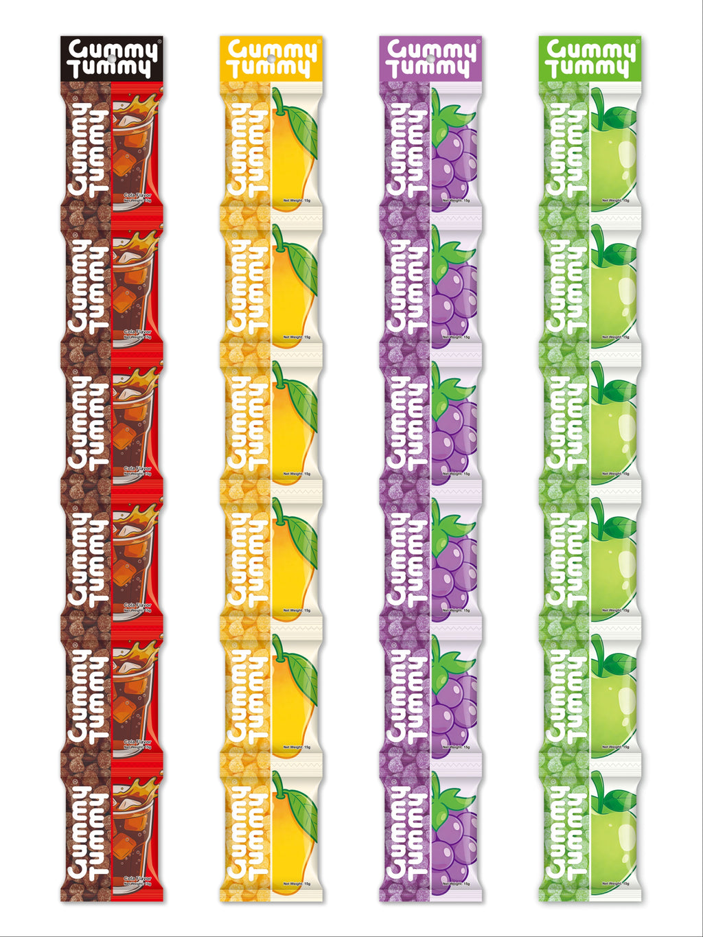 Flavor Bingo - 24 Packs of  Gummy Tummy Candy 4 Flavors
